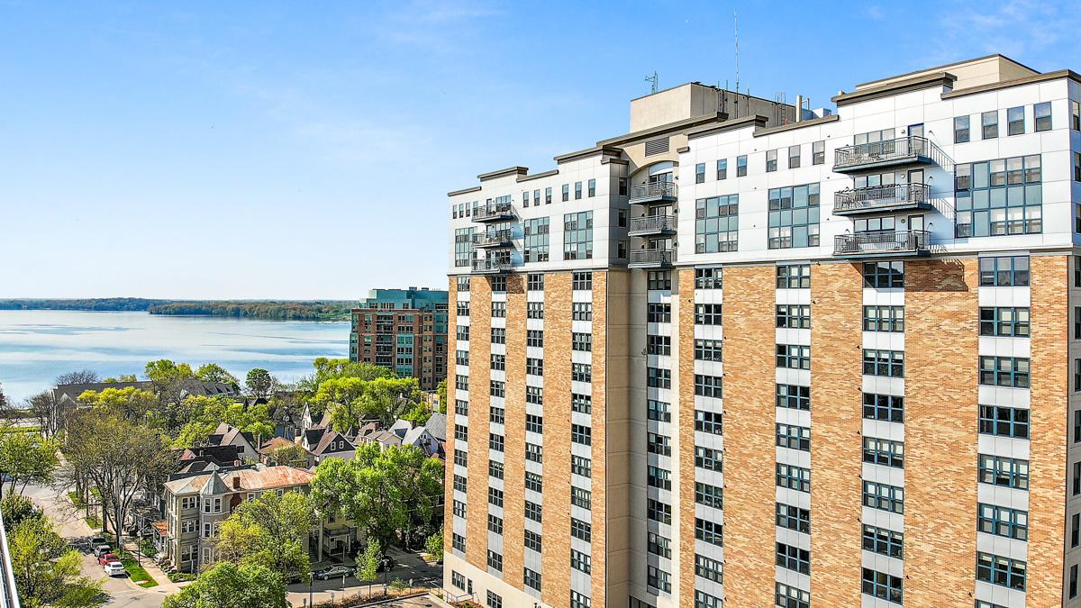Aerial view of a retirement building.